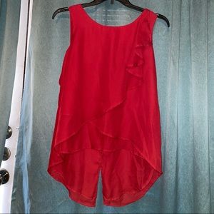 Large Cato Red Ruffle Dressy Sleeveless Blouse